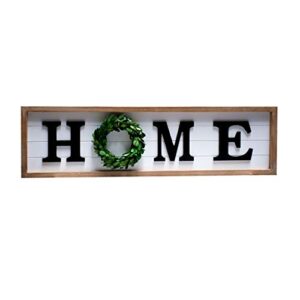 simply ani rustic large home sign with real wreath for o|framed farmhouse wood wall sign plaque|gallery wall hanging decor, rustic farmhouse home decor|shiplap signs|wooden home plaque|fixer upper