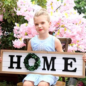 SIMPLY ANI Rustic Large Home Sign with Real Wreath for O|Framed Farmhouse Wood Wall Sign Plaque|Gallery Wall Hanging Decor, Rustic Farmhouse Home Decor|Shiplap Signs|Wooden Home Plaque|Fixer Upper