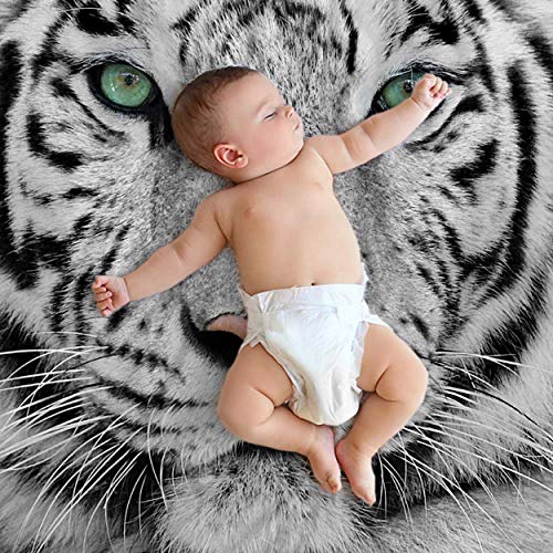 Mugod White Tiger Throw Blanket Close-Up Beautiful Portrait Tiger Decorative Soft Warm Cozy Flannel Plush Throws Blankets for Baby Toddler Dog Cat 30 X 40 Inch