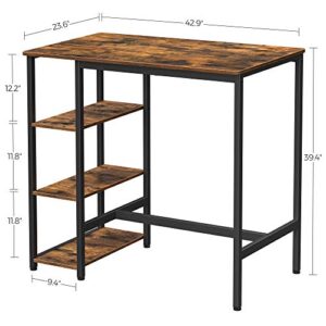 VASAGLE Bar Table with Sturdy Metal Frame, Easy Assembly, Industrial Design, 23.6 x 42.9 x 39.4 inches, Rustic Brown