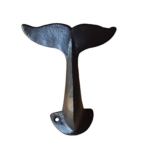 Whale Tail Wall Hooks Heavy Duty,1 Piece Decorative Cast Iron Whale Tail Nautical Wall Coat Hook Utility Hanging Hook Clothes Store Display Hook