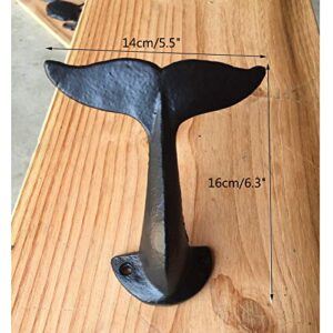 Whale Tail Wall Hooks Heavy Duty,1 Piece Decorative Cast Iron Whale Tail Nautical Wall Coat Hook Utility Hanging Hook Clothes Store Display Hook