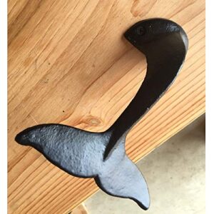 Whale Tail Wall Hooks Heavy Duty,1 Piece Decorative Cast Iron Whale Tail Nautical Wall Coat Hook Utility Hanging Hook Clothes Store Display Hook