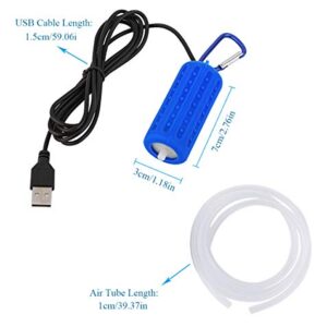 Useekoo USB Aquarium Air Pump, Ultra Durable & Quiet USB Nano Air Pump, Small Air Bubbler for Aquarium Fish Tank with Air Stone and Silicone Tube - Dark Blue