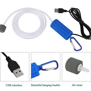 Useekoo USB Aquarium Air Pump, Ultra Durable & Quiet USB Nano Air Pump, Small Air Bubbler for Aquarium Fish Tank with Air Stone and Silicone Tube - Dark Blue