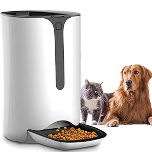 automatic pet feeder for dog and cat food dispenser with timed programmable, portion control up to 4 meals per day, voice recorder, battery and plug-in power 7l for small medium and large pet