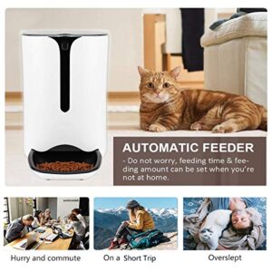 Automatic Pet Feeder for Dog and Cat Food Dispenser with Timed Programmable, Portion Control Up to 4 Meals Per Day, Voice Recorder, Battery and Plug-in Power 7L for Small Medium and Large Pet