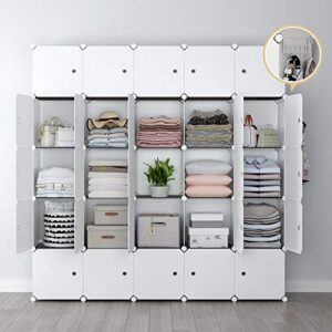 YOZO Cube Storage Organzier Portable Closet Wardrobe Bedroom Dresser (71x14x71 inches) Portable Closet Cube Shelf Armoire Pantry Cabinet, 25 Cubes, White