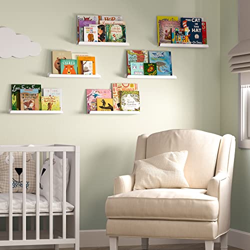 Wallniture Sedona Floating Shelves for Wall Decor, White Kids Bookshelf, Wall Shelves for Picture Frames, Nursery Book Shelves, White Storage Shelves for Wall Set of 3