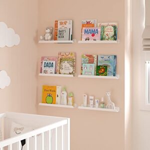 Wallniture Sedona Floating Shelves for Wall Decor, White Kids Bookshelf, Wall Shelves for Picture Frames, Nursery Book Shelves, White Storage Shelves for Wall Set of 3