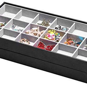 ORIGIA Magic Stackable Jewelry Trays Closet Dresser Drawer Organizer for Accessories, Gadgets & Cosmetics, Storage Display Showcase Holder Box, Set of 5