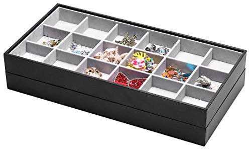 ORIGIA Magic Stackable Jewelry Trays Closet Dresser Drawer Organizer for Accessories, Gadgets & Cosmetics, Storage Display Showcase Holder Box, Set of 5