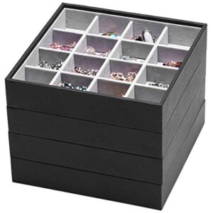 ORIGIA Magic Stackable Jewelry Trays Closet Dresser Drawer Organizer for Accessories, Gadgets & Cosmetics, Storage Display Showcase Holder Box, Set of 5