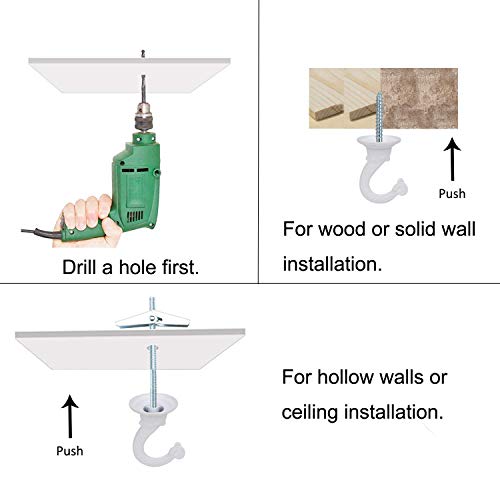 OOTSR Metal Ceiling Hook, Heavy Duty Ceiling Hook and Chain Extension for Hanging Plants/Chandeliers/Clothes/Indoor & Outdoor Use, White Color, 36 inches Chain