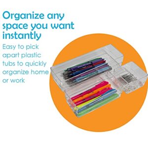 Houseables Drawer Organizer, Bathroom Storage, (3”x2”), (6”x2”), (9”x2”), 9 Pack, Clear, Various Sizes, Plastic, Dividers, Organizers, BPA Free, Eco-Friendly, For Cosmetics, Kitchen, Easy to Clean