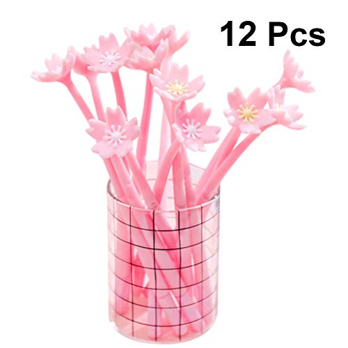 NUOBESTY Flower Ballpoint Gel Pen,Silicone Cherry Blossom Fine Point Black Rollerball Gel Ink Pen for Office School,12pcs