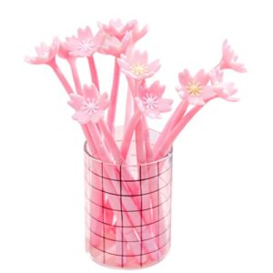 nuobesty flower ballpoint gel pen,silicone cherry blossom fine point black rollerball gel ink pen for office school,12pcs