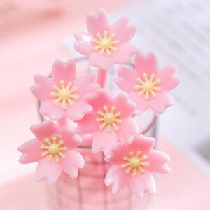 NUOBESTY Flower Ballpoint Gel Pen,Silicone Cherry Blossom Fine Point Black Rollerball Gel Ink Pen for Office School,12pcs