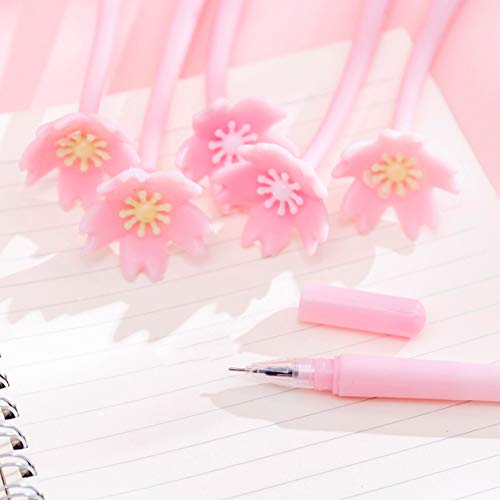 NUOBESTY Flower Ballpoint Gel Pen,Silicone Cherry Blossom Fine Point Black Rollerball Gel Ink Pen for Office School,12pcs