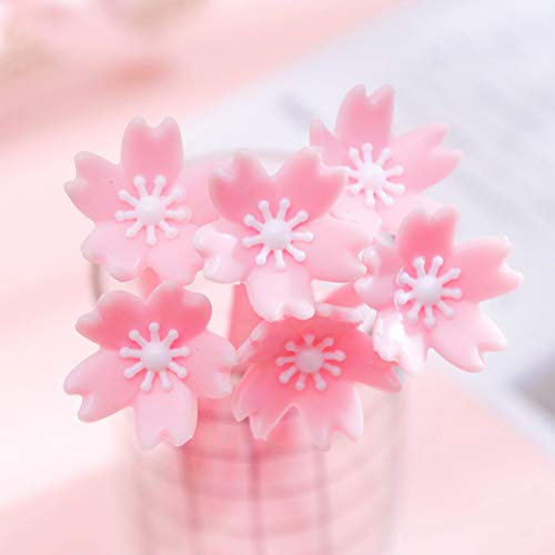 NUOBESTY Flower Ballpoint Gel Pen,Silicone Cherry Blossom Fine Point Black Rollerball Gel Ink Pen for Office School,12pcs