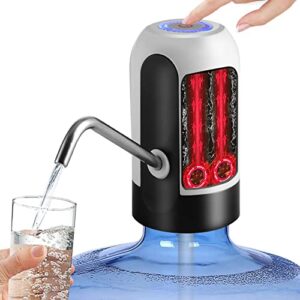 pudhoms 5 gallon water dispenser - usb charging universal fit water bottle pump for drinking water portable automatic electric pump for home kitchen office camping switch for 2-5 gallon jugs