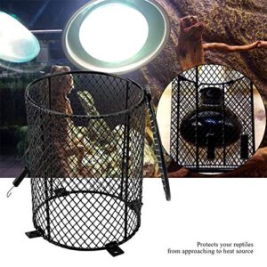 Heater Guard Anti-Scald Reptile Heating Lamp Shade Heat Lamp Light Mesh Cover Day Night Ceramic Light Bulb Heating Lampshade(Cylinder)