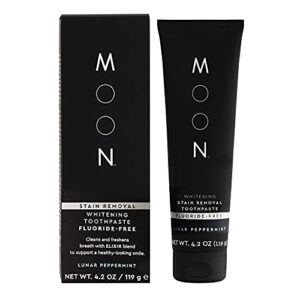 moon stain removal whitening toothpaste, fluoride-free, lunar peppermint flavor for fresh breath, for adults 4.2 oz