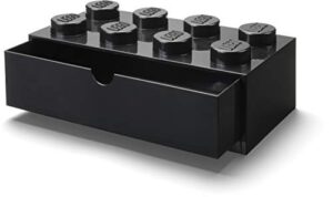 room copenhagen, lego desk drawer - stackable tabletop storage - 12.4” x 6.2” x 4.5” - brick 8, black (40211733-parent)