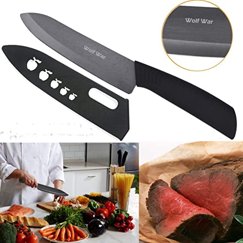 Kitchen Ceramic Knife Set Professional Knife With Sheaths, Super Sharp Rust Proof Stain Resistant (6" Chef Knife, 6" Bread Knife, One Peeler)