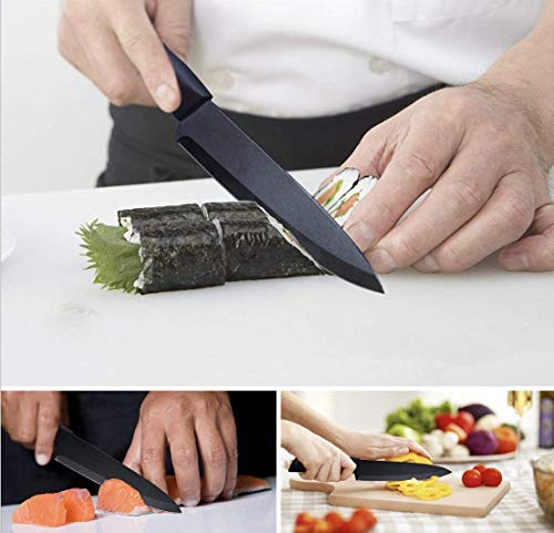 Kitchen Ceramic Knife Set Professional Knife With Sheaths, Super Sharp Rust Proof Stain Resistant (6" Chef Knife, 6" Bread Knife, One Peeler)