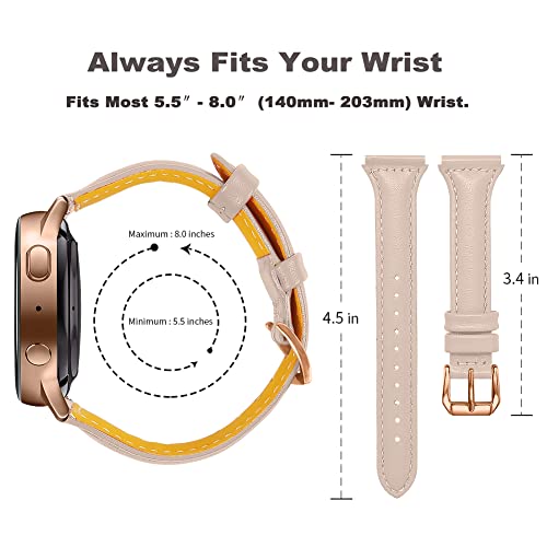 JOYOZY Leather Band Compatible with Samsung Galaxy Watch 5/4 40mm 44mm,Active(40mm)/2(40mm)(44mm),Stylish Slim Wristband Strap for Galaxy Watch 42mm/Samsung Galaxy Watch 4 Classic/Watch 5 Pro 45mm