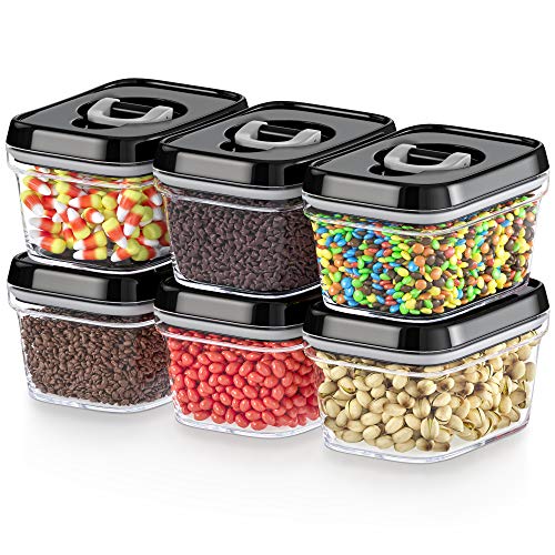 DWËLLZA KITCHEN Airtight Food Storage Containers with Lids – 6 Pieces All Same Size - Pantry Container for Spices, Candy, Nuts, Coffee and Tea, Clear Plastic BPA-Free, Keeps Food Fresh & Dry