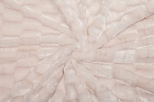 Chanasya Embossed Faux Fur Throw Blanket - Super Soft, Lightweight Minky Blanket - 108" x 86" - Creme