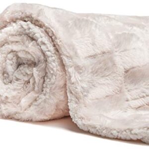 Chanasya Embossed Faux Fur Throw Blanket - Super Soft, Lightweight Minky Blanket - 108" x 86" - Creme