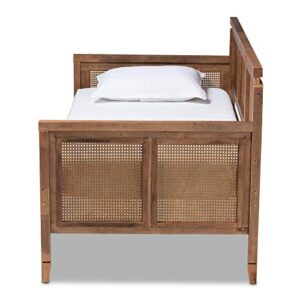 Baxton Studio Toveli Vintage French Inspired Ash Wanut Finished Wood and Synthetic Rattan Daybed