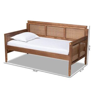 Baxton Studio Toveli Vintage French Inspired Ash Wanut Finished Wood and Synthetic Rattan Daybed