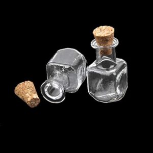 10 Pieces Mini Glass Bottle Cute Jars Vials with cork Wish Bottle glass vial pendant (Square)