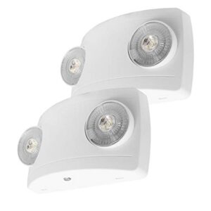 lfi lights | super compact emergency light | white housing | two led adjustable round heads | hardwired with battery backup | ul listed | (2 pack) | el-c2