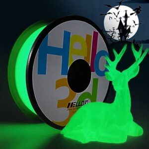 hello3d glow in the dark green pla filament 1.75mm, luminous by sunlight/uv light, dimensional accuracy +/- 0.05 mm, 1kg,/2.2lb spool, high pure no bubble print smooth 3d printing filament