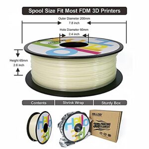 HELLO3D Glow in The Dark Green PLA Filament 1.75mm, Luminous by Sunlight/UV Light, Dimensional Accuracy +/- 0.05 mm, 1KG,/2.2LB Spool, High Pure No Bubble Print Smooth 3D Printing Filament