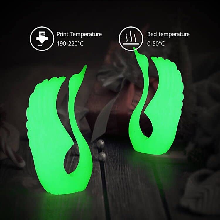 HELLO3D Glow in The Dark Green PLA Filament 1.75mm, Luminous by Sunlight/UV Light, Dimensional Accuracy +/- 0.05 mm, 1KG,/2.2LB Spool, High Pure No Bubble Print Smooth 3D Printing Filament