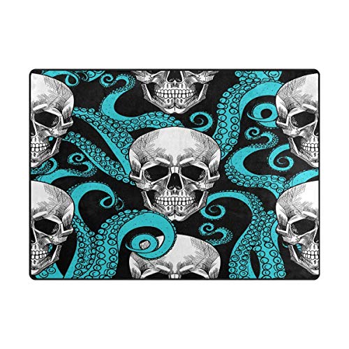 ALAZA Blue Octopus Kraken Sugar Skull Area Rug Rugs for Living Room Bedroom 7' x 5'