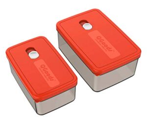 qg 68 & 40oz rectangular plastic food storage containers with lids bpa free - 2 pieces red