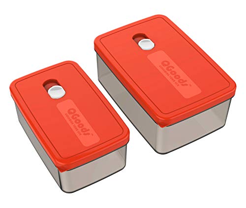 QG 68 & 40oz Rectangular Plastic Food Storage Containers with Lids BPA Free - 2 Pieces Red