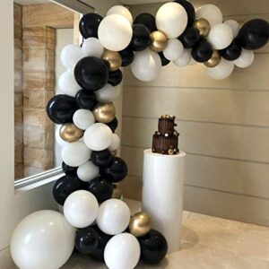 Heboland Black Gold White Balloon Garland Arch Kit 92Pcs Balloons16ft Long for Birthday Party Graduation Event Decorations