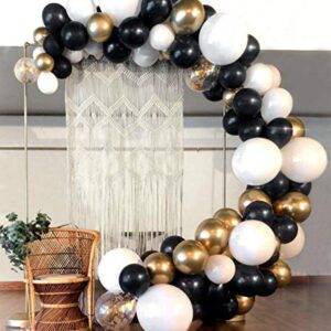 Heboland Black Gold White Balloon Garland Arch Kit 92Pcs Balloons16ft Long for Birthday Party Graduation Event Decorations