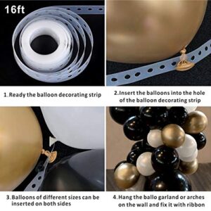 Heboland Black Gold White Balloon Garland Arch Kit 92Pcs Balloons16ft Long for Birthday Party Graduation Event Decorations