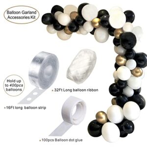 Heboland Black Gold White Balloon Garland Arch Kit 92Pcs Balloons16ft Long for Birthday Party Graduation Event Decorations