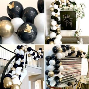 Heboland Black Gold White Balloon Garland Arch Kit 92Pcs Balloons16ft Long for Birthday Party Graduation Event Decorations