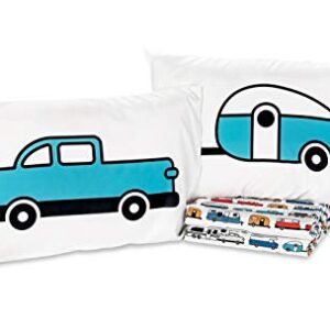 Camco Life is Better at the Campsite Queen-Size Beds | Set Includes (1) Fitted, (1) Flat Sheet and (2) Pillow Cases | Multi-RV Print (53299)
